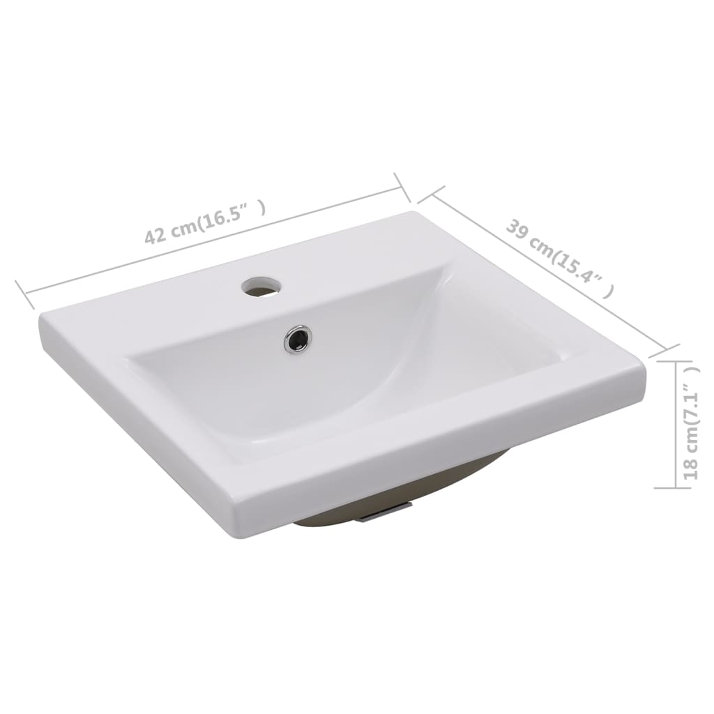 vidaXL Νιπτήρας Ένθετος Λευκός 42 x 39 x 18 εκ. Κεραμικός