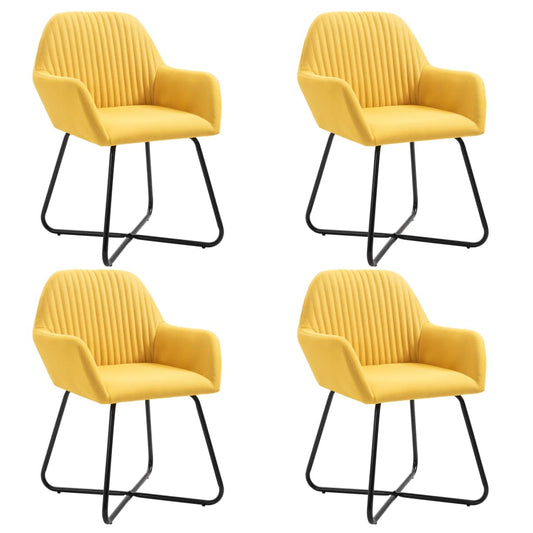 vidaXL Καρέκλες Τραπεζαρίας 4 τεμ. Κίτρινες Υφασμάτινες