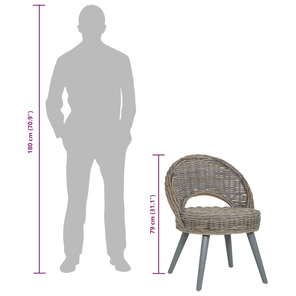 vidaXL Πολυθρόνα Γκρι από Ρατάν Kubu