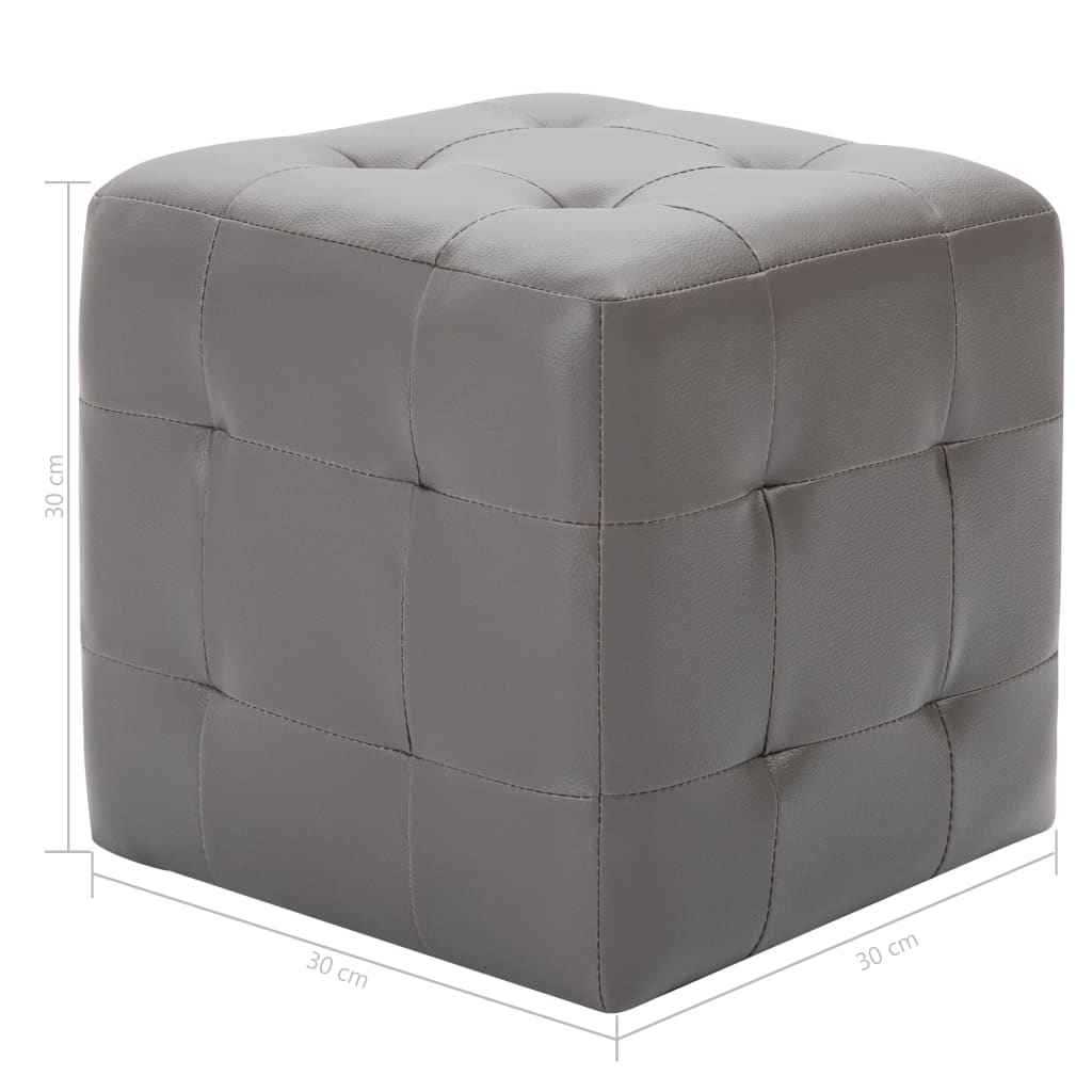 vidaXL Σκαμπό Πουφ 2 τεμ. Γκρι 30 x 30 x 30 εκ. από Συνθετικό Δέρμα