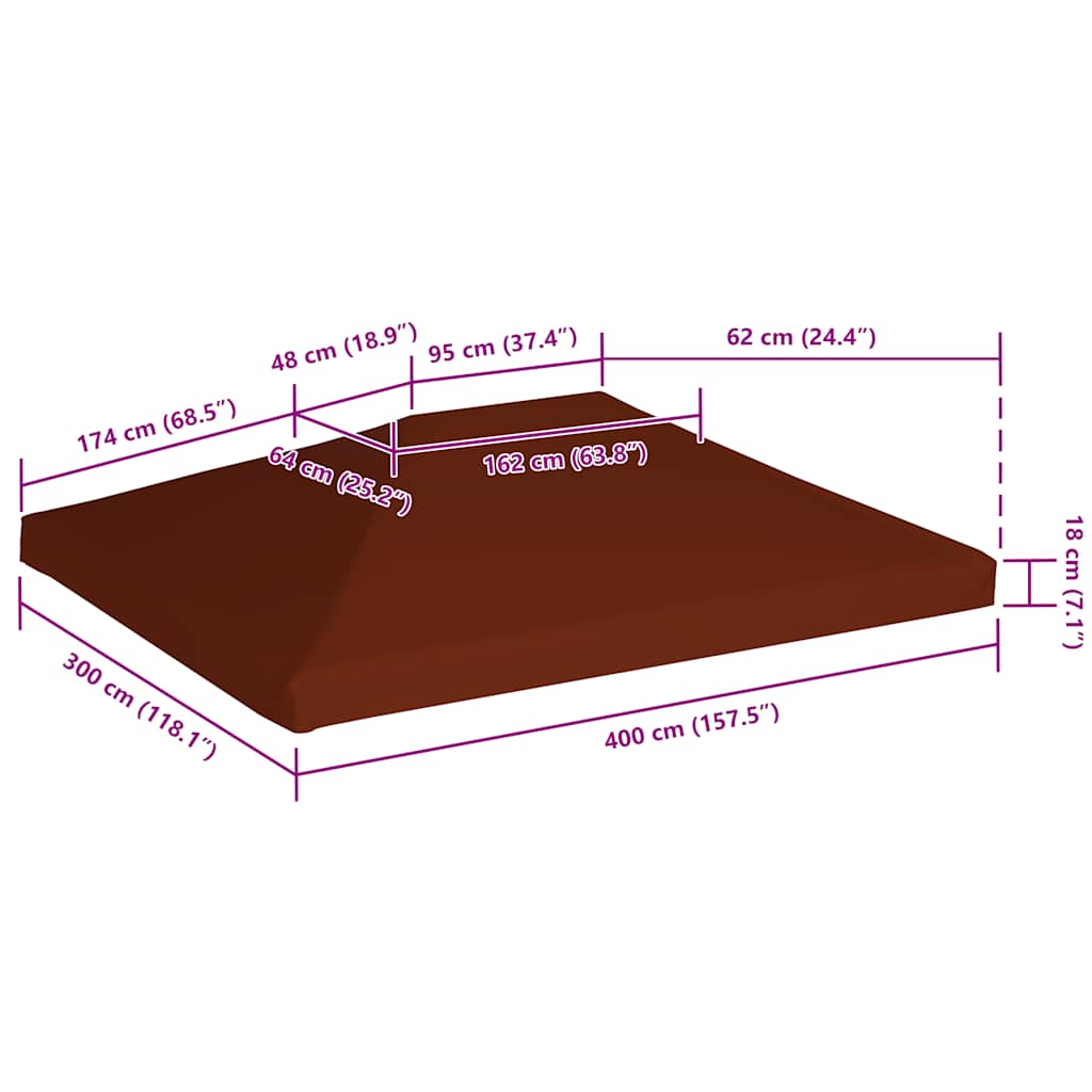 vidaXL Κάλυμμα για Κιόσκι Τερακότα 3 x 4 μ. 310 γρ./μ²