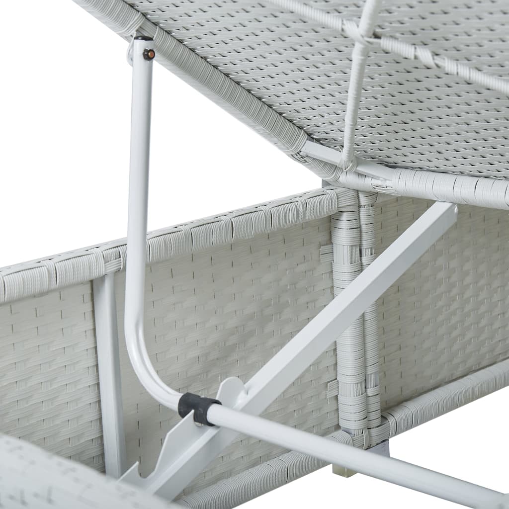 vidaXL Ξαπλώστρα Λευκή από Συνθετικό Ρατάν με Μαξιλάρι / Τραπεζάκι