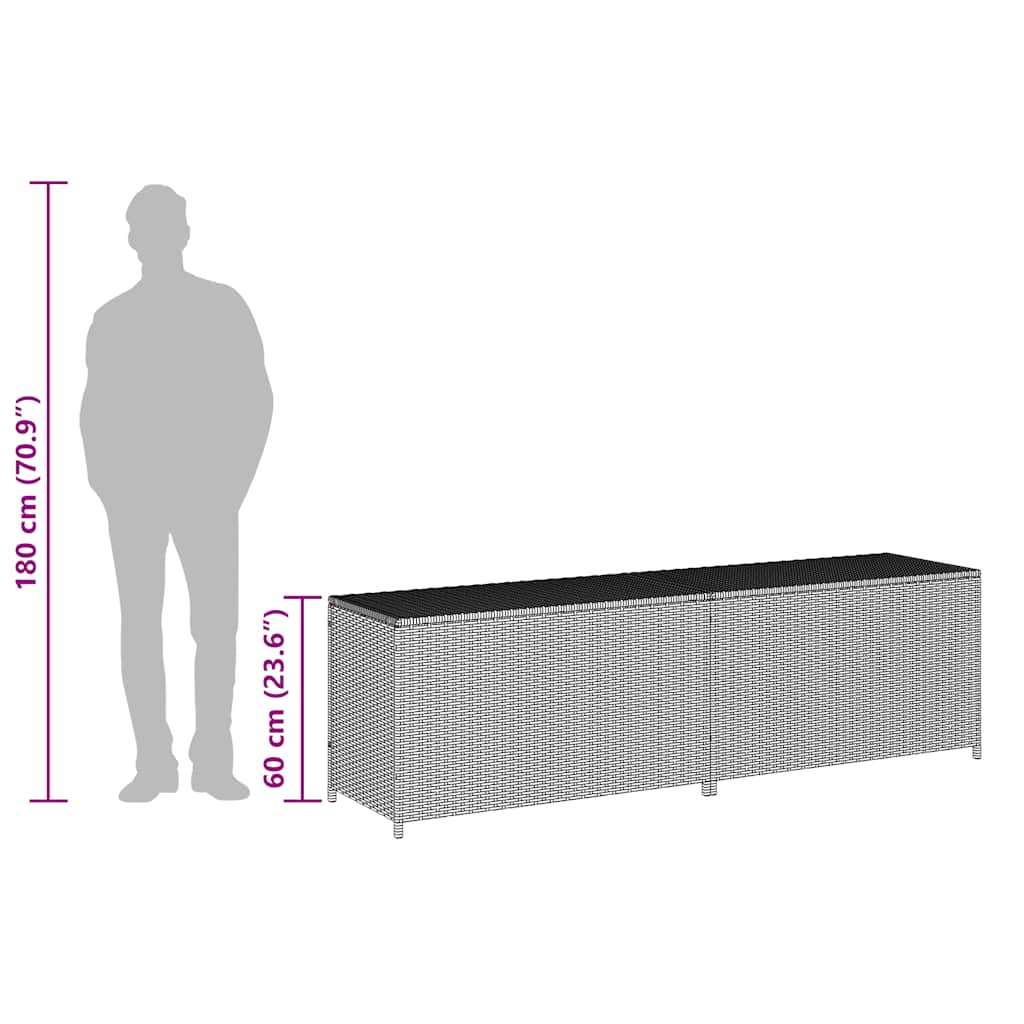 vidaXL Κουτί Αποθήκευσης Κήπου Μαύρο 200x50x60 εκ. από Συνθετικό Ρατάν