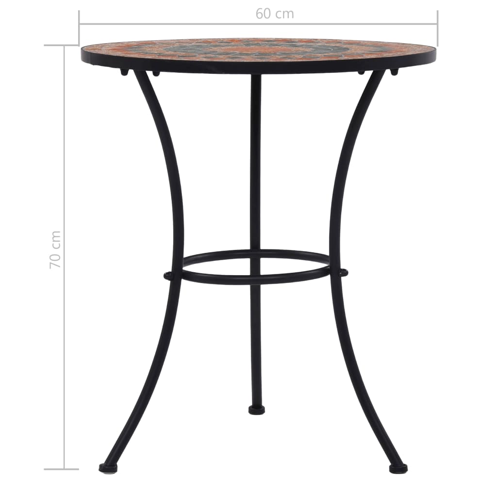 vidaXL Τραπέζι Bistro «Μωσαϊκό» Πορτοκαλί/Γκρι 60 εκ. Κεραμικό