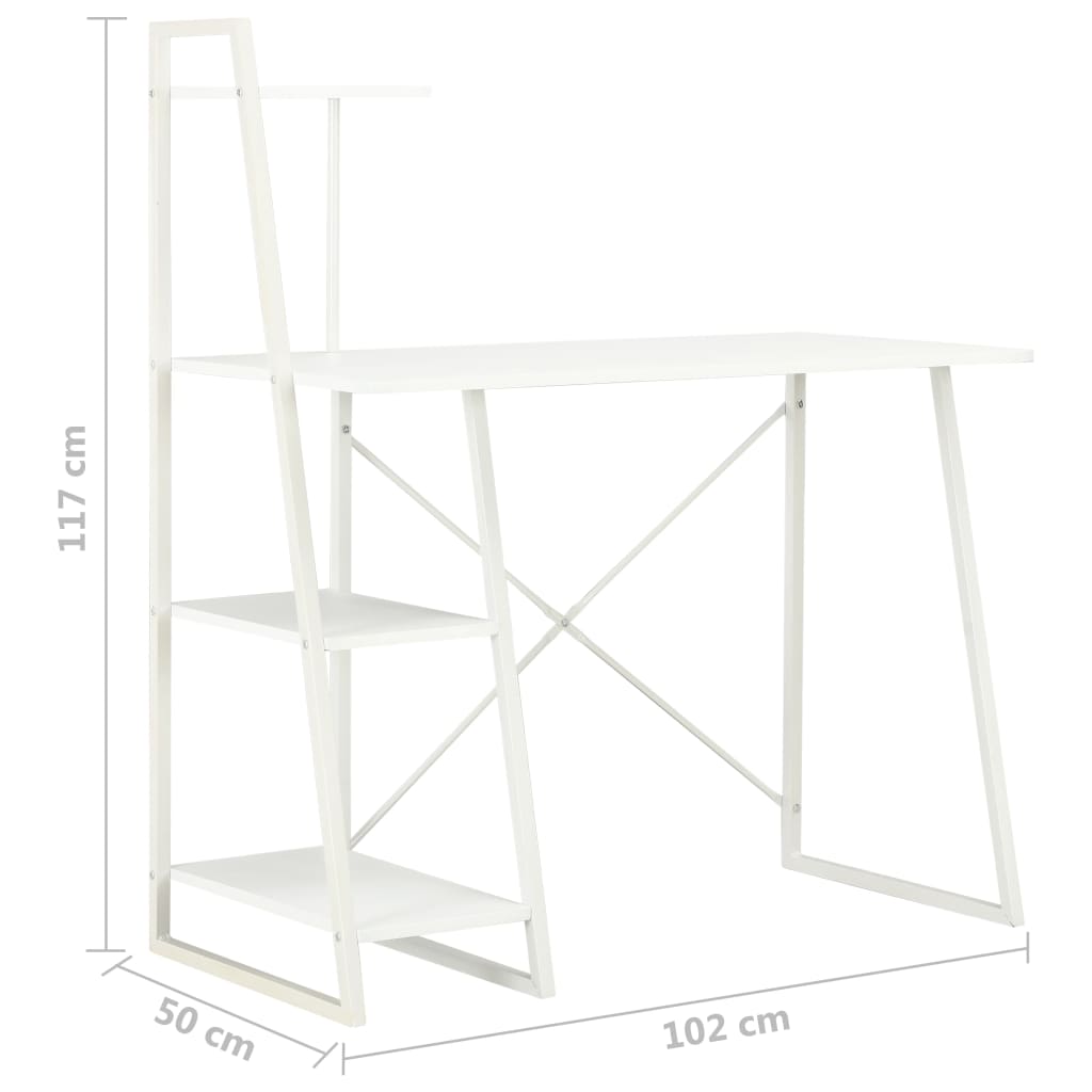 vidaXL Γραφείο με Ράφια Λευκό 102 x 50 x 117 εκ.