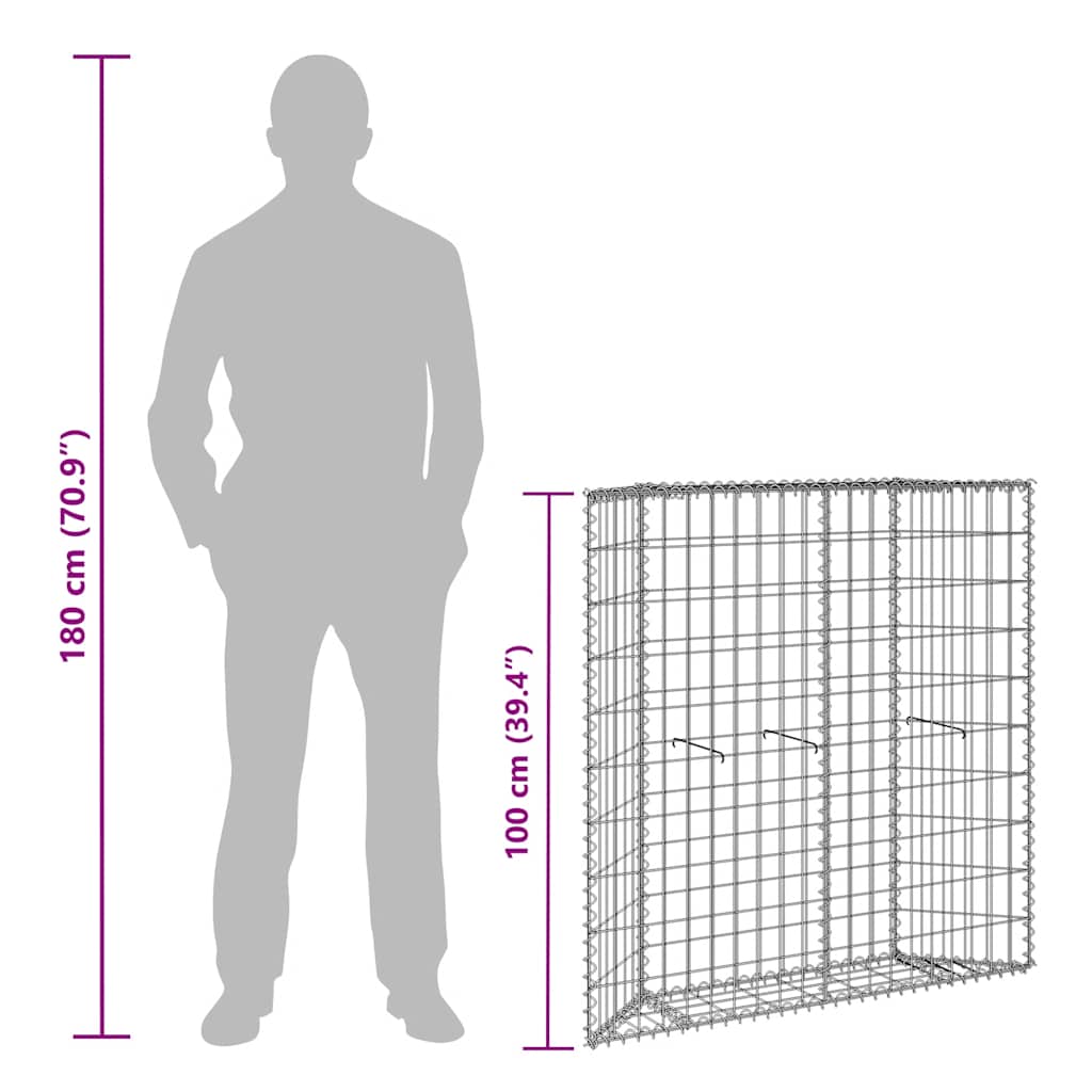 vidaXL Συρματοκιβώτιο-Γλάστρα Υπ. Τραπέζιο 100x20x100 εκ Γαλβ. Χάλυβας