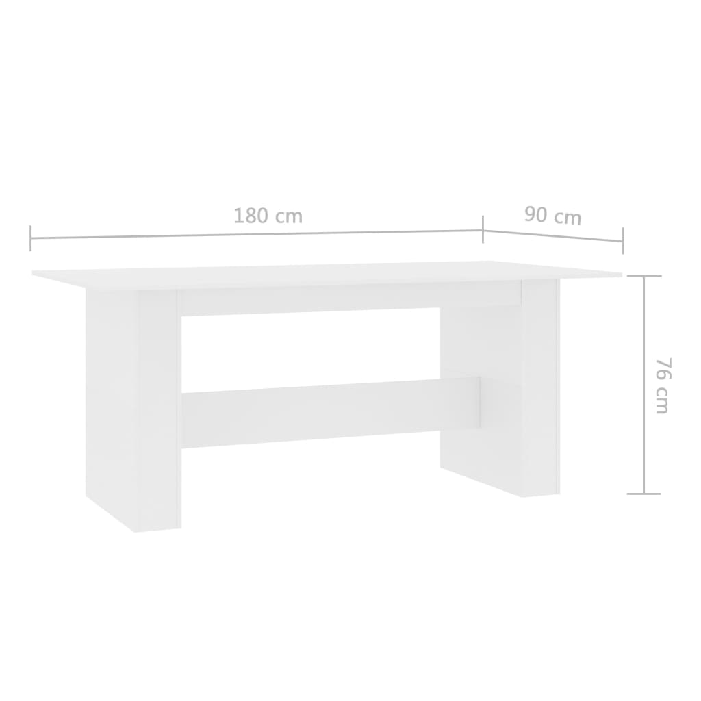 vidaXL Τραπεζαρία Λευκή 180 x 90 x 76 εκ. από Επεξ. Ξύλο