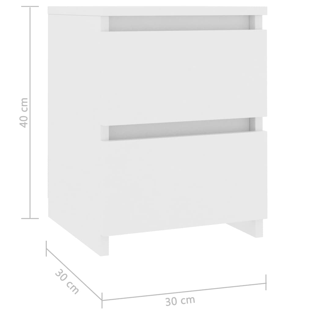 vidaXL Κομοδίνα 2 τεμ. Λευκά 30 x 30 x 40 εκ. από Επεξ. Ξύλο
