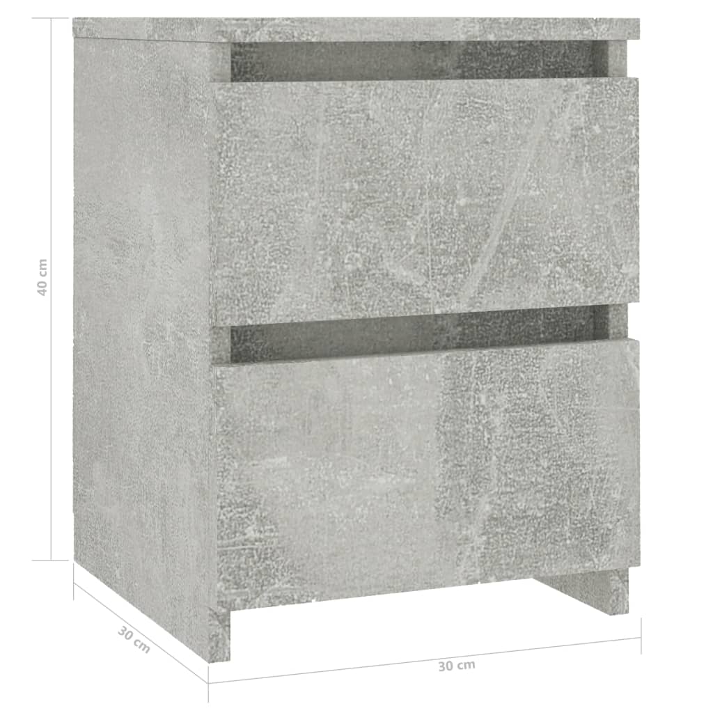vidaXL Κομοδίνο Γκρι του Σκυροδέματος 30 x 30 x 40 εκ. από Επεξ. Ξύλο