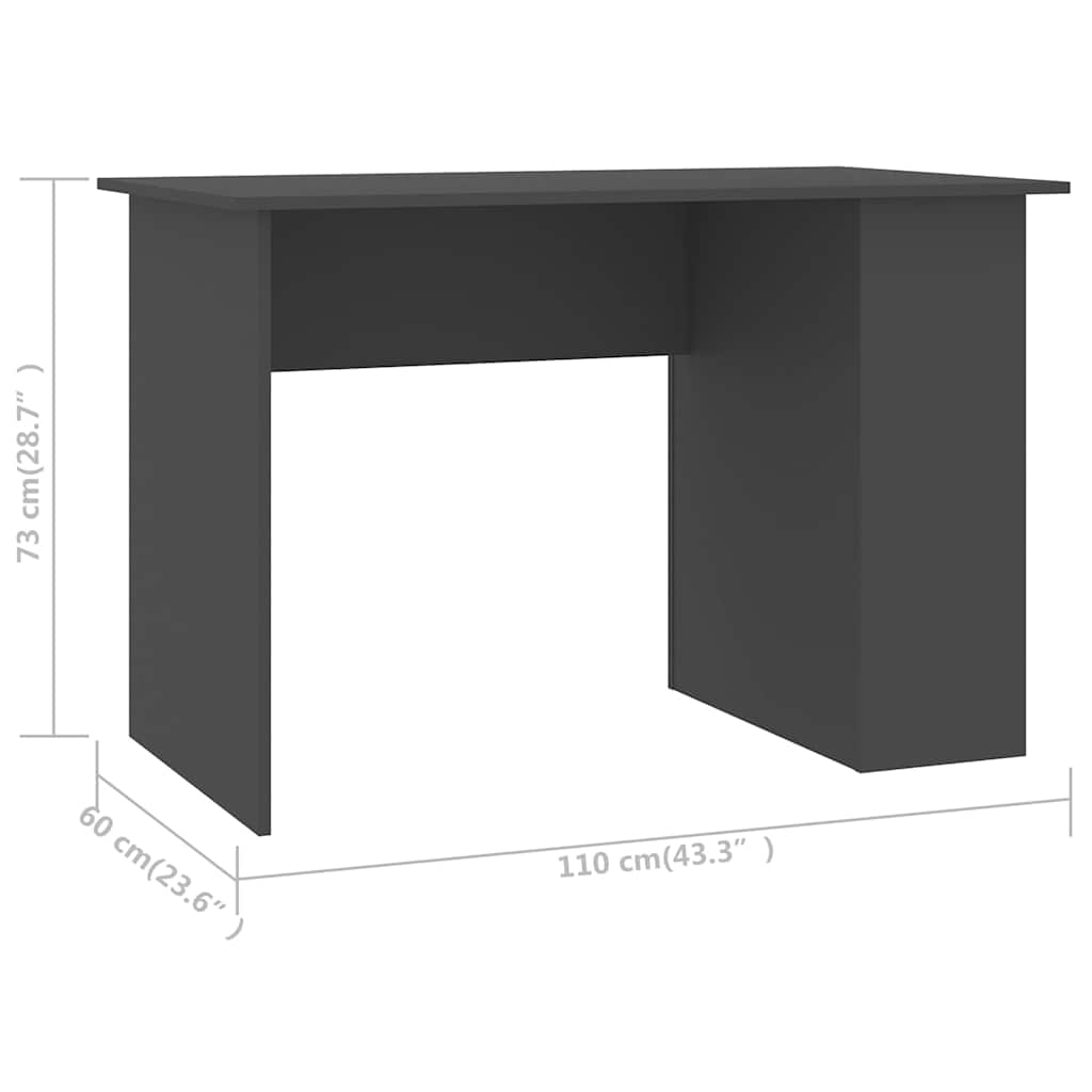 vidaXL Γραφείο Γκρι 110 x 60 x 73 εκ. από Μοριοσανίδα