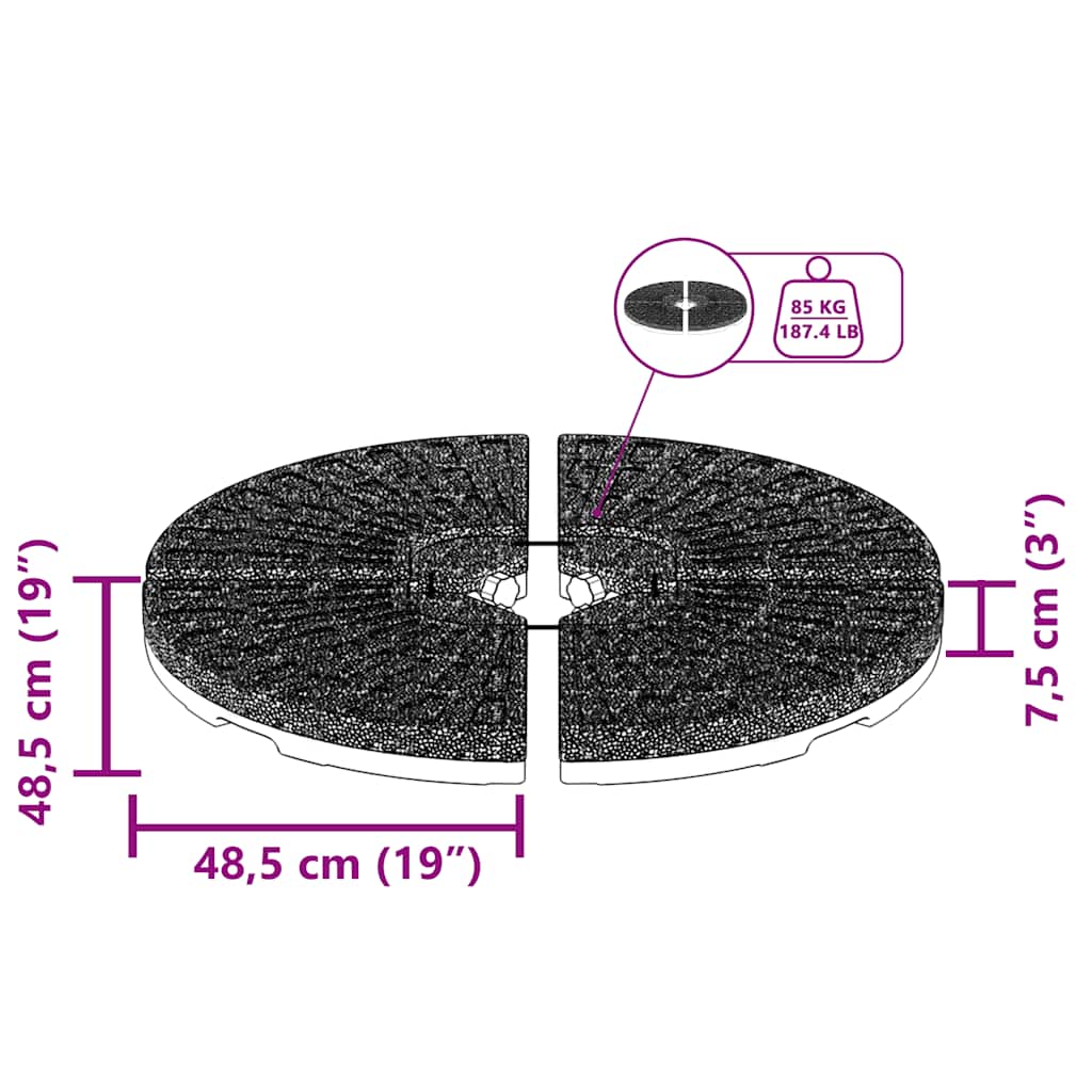 vidaXL Βάση Ομπρέλας σε Τοξωτό Σχήμα 4 τεμ. Μαύρη
