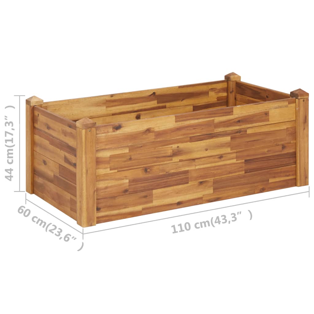 vidaXL Ζαρντινιέρα Υπερυψωμένη 110 x 60 x 44 εκ. Μασίφ Ξύλο Ακακίας