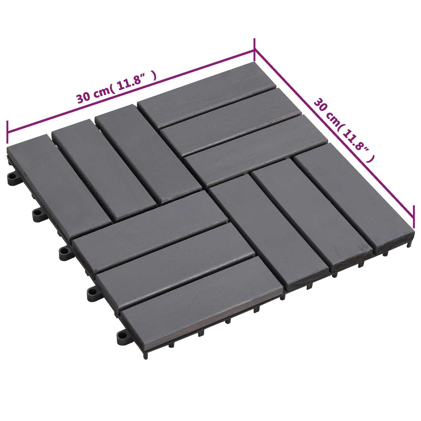 vidaXL Πλάκα Κατασκευής 10 pcs Γκρι 30 x 30 cm Ξύλο Ακακίας