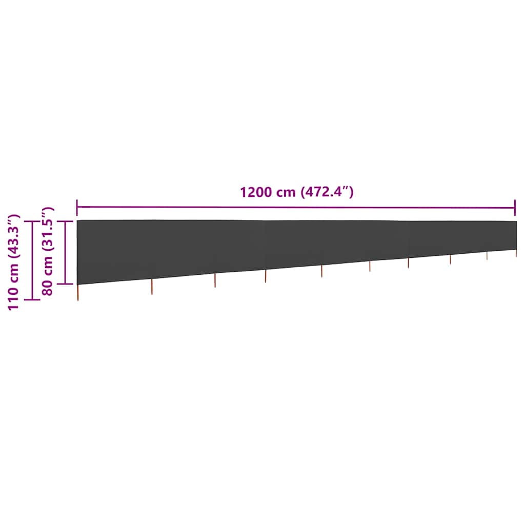 vidaXL Προστατευτικό Αέρα με 9 Πάνελ Ανθρακί 1200 x 80 εκ. Υφασμάτινο