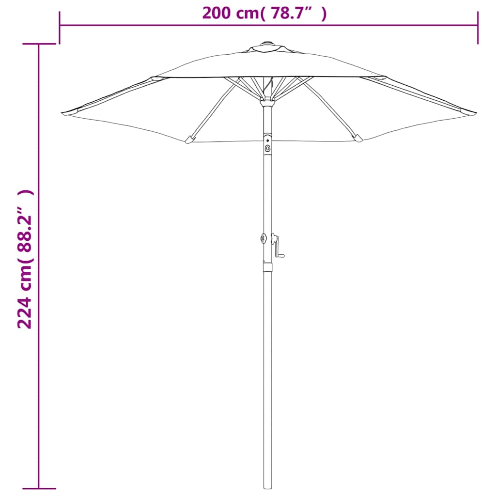 vidaXL Ομπρέλα Ανθρακί 200 x 224 εκ. Αλουμινίου