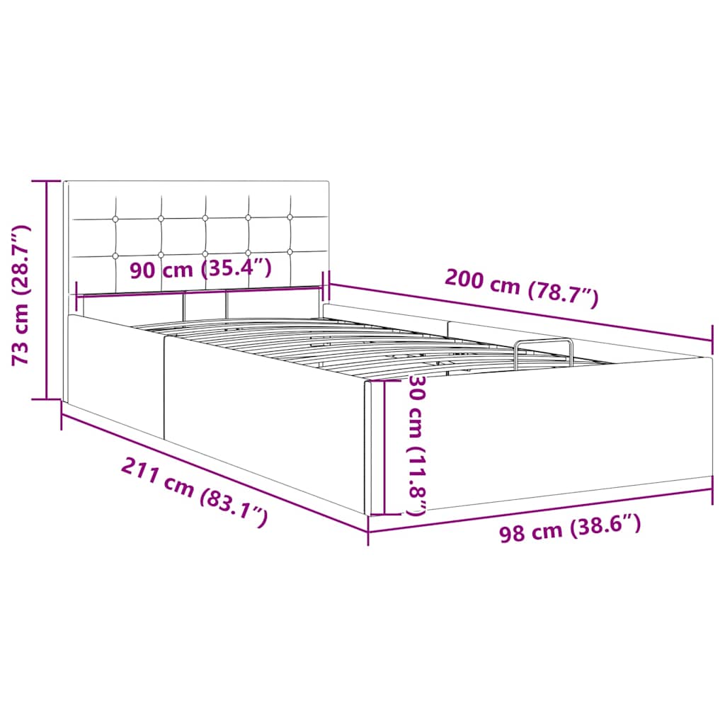 vidaXL Πλαίσιο Κρεβατιού με Αποθηκ. Χώρο Taupe 90x200 εκ. Υφασμάτινο