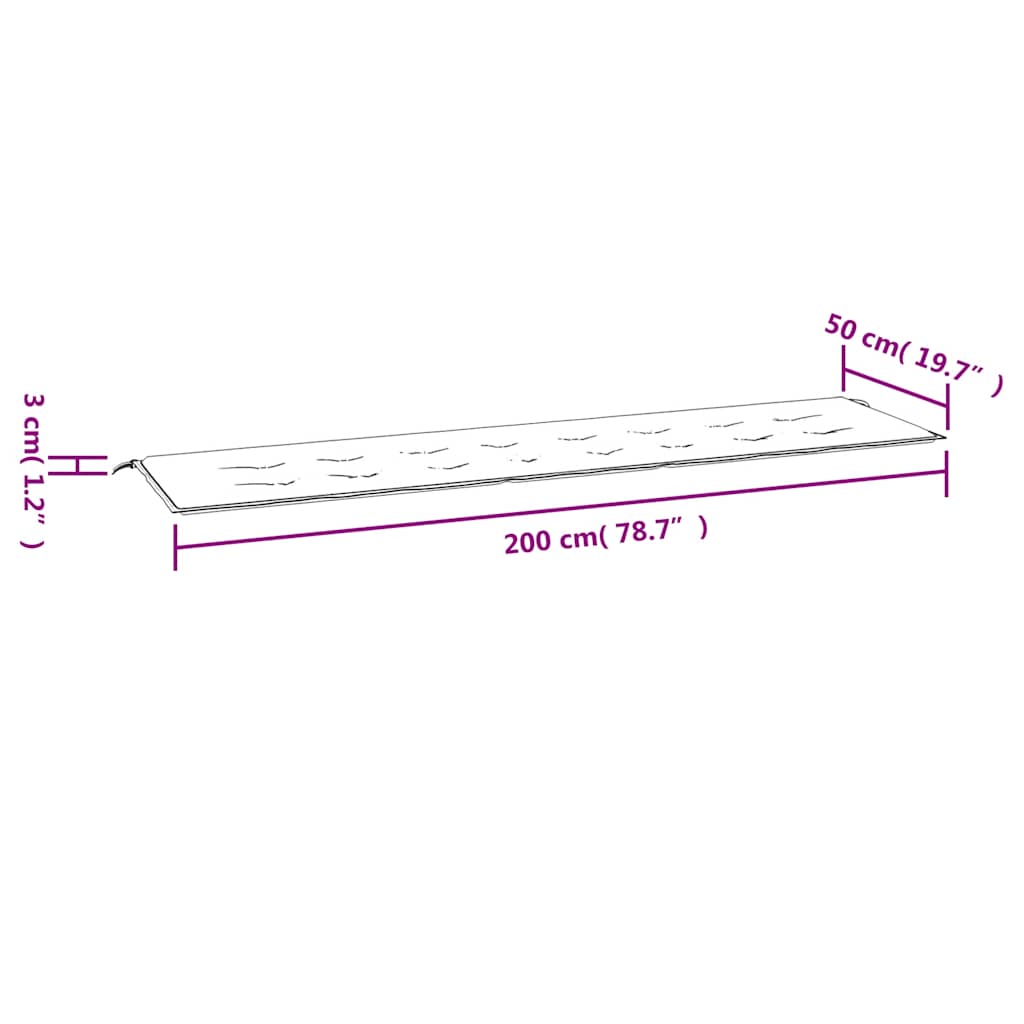 vidaXL Μαξιλάρι Πάγκου Κήπου Μπλε 200x50x3 εκ. Ύφασμα Oxford