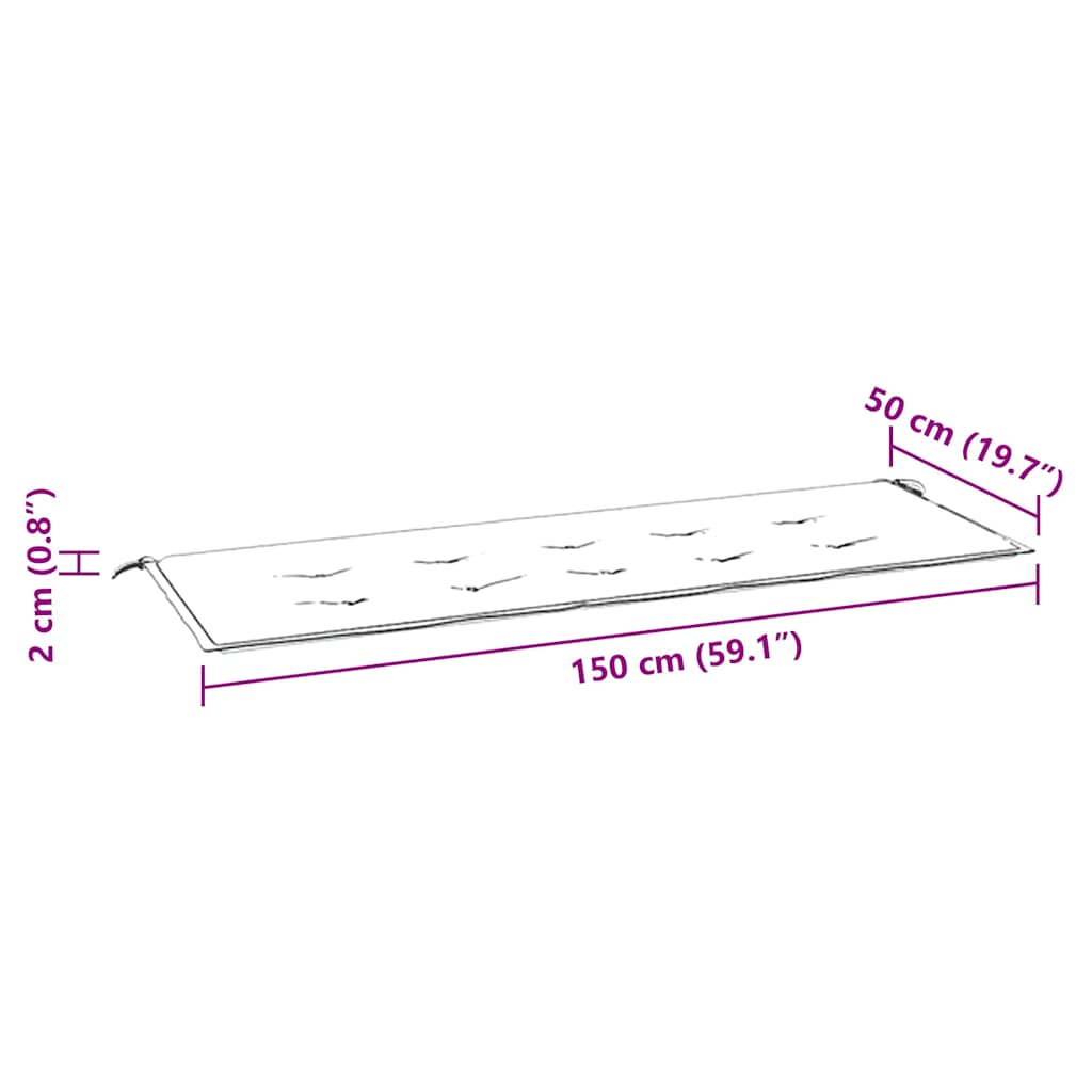 vidaXL Μαξιλάρι Πάγκου Κήπου Μπεζ 150x50x2 εκ. Ύφασμα Oxford