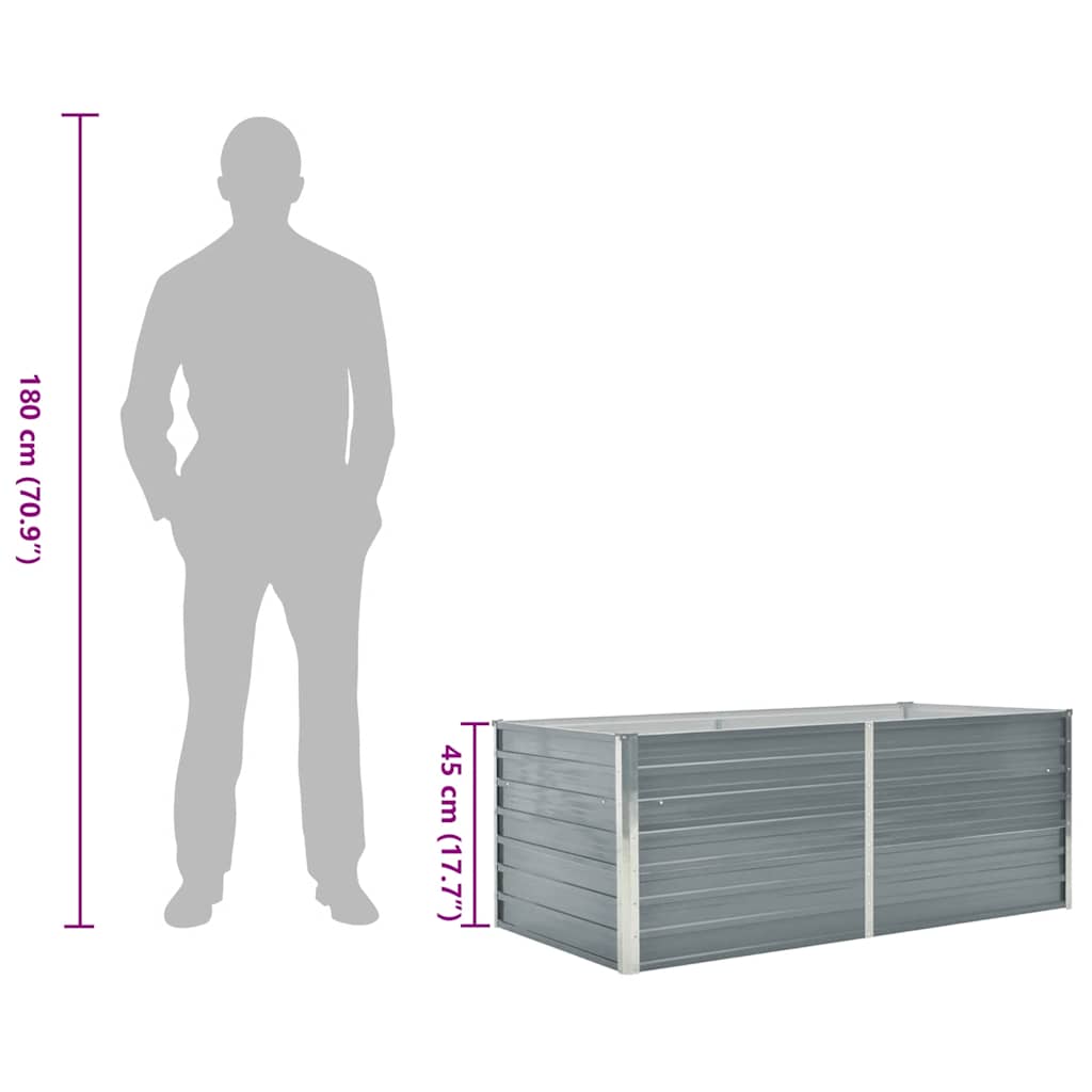 vidaXL Ζαρντινιέρα Ψηλή Γκρι 160 x 80 x 45 εκ. Γαλβανισμένος Χάλυβας