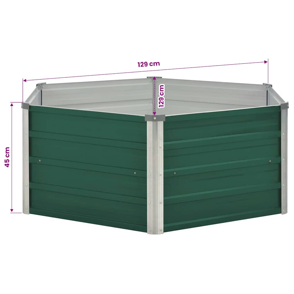 vidaXL Ζαρντινιέρα Ψηλή Πράσινη 129x129x45 εκ. Γαλβανισμένος Χάλυβας