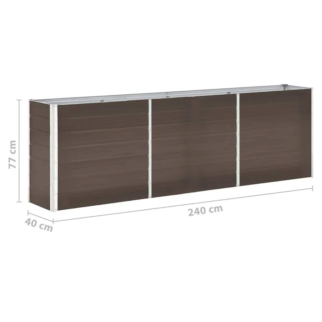 vidaXL Ζαρντινιέρα Υπερυψωμένη Καφέ 240x40x77 εκ. Γαλβανισμ. Χάλυβας