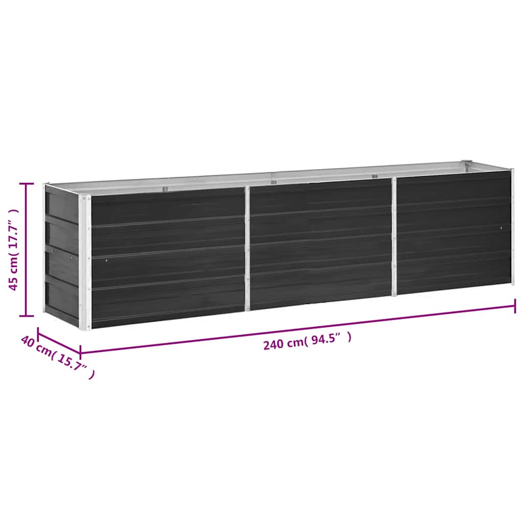 vidaXL Ζαρντινιέρα Υπερυψωμένη Ανθρακί 240x40x45 εκ. Γαλβαν. Χάλυβας