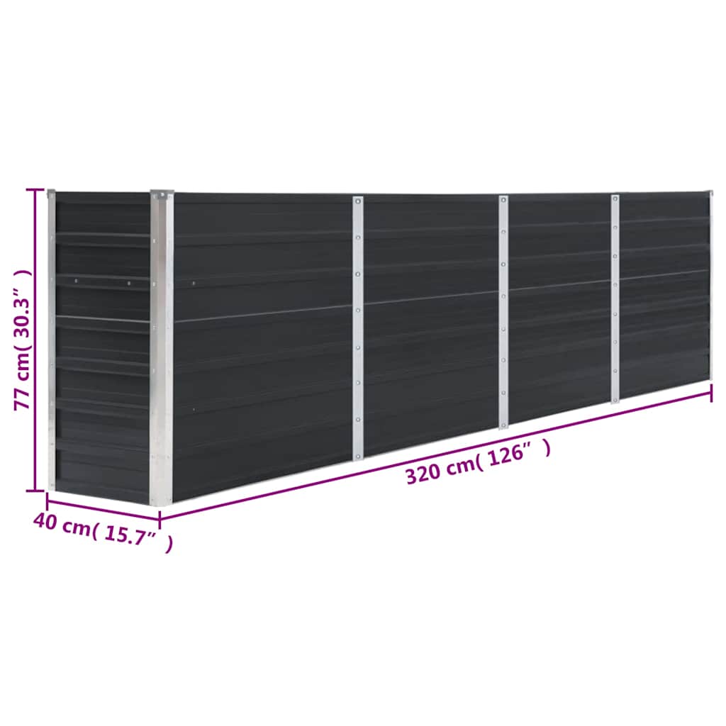 vidaXL Ζαρντινιέρα Ψηλή Ανθρακί 320x40x77 εκ. Γαλβανισμένος Χάλυβας