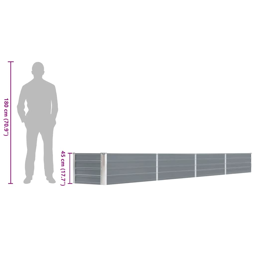 vidaXL Ζαρντινιέρα Υπερυψωμένη Γκρι 320x40x45 εκ. Γαλβανισμ. Χάλυβας