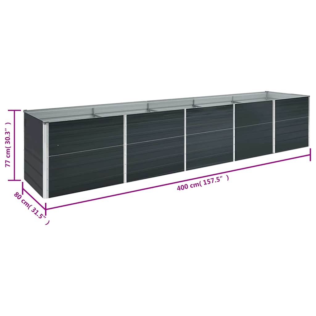 vidaXL Ζαρντινιέρα Υπερυψωμένη Ανθρακί 400x80x77 εκ. Γαλβαν. Χάλυβας