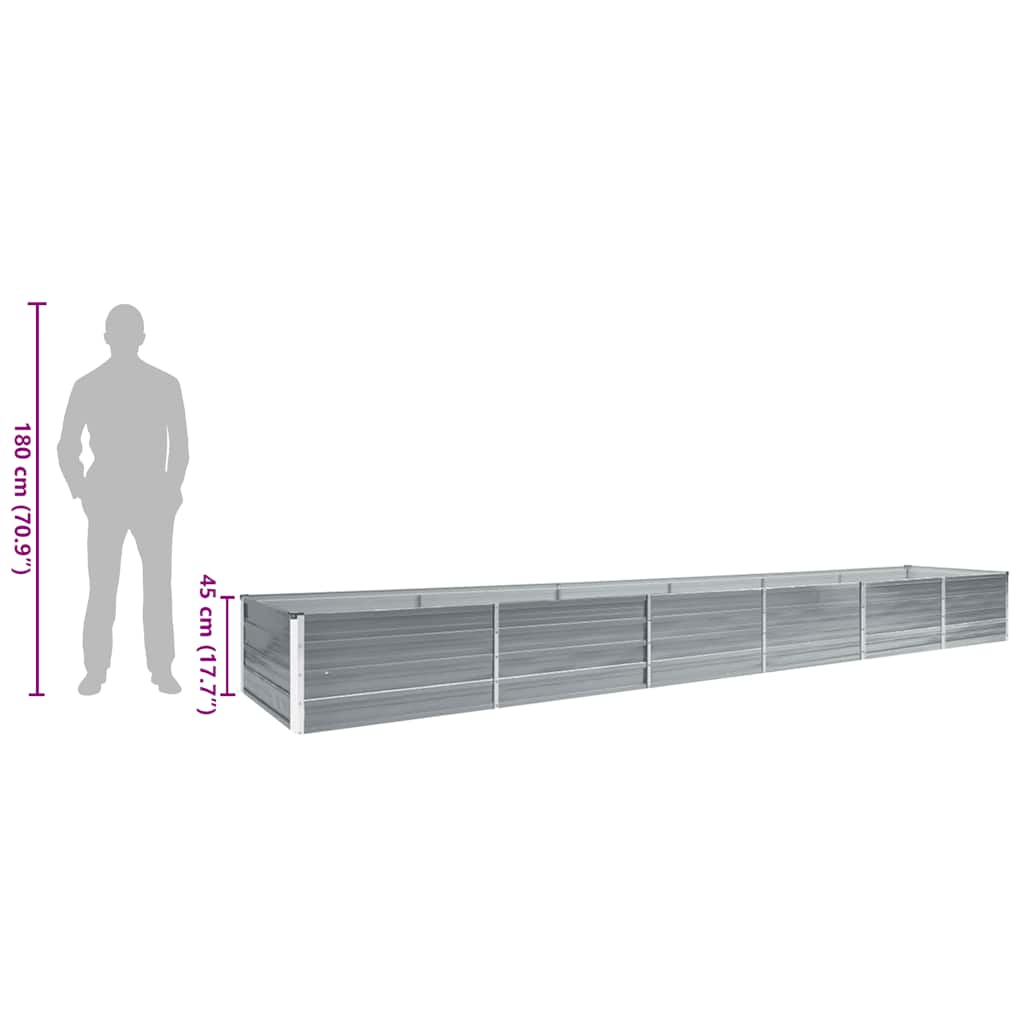 vidaXL Ζαρντινιέρα Υπερυψωμένη Γκρι 480x80x45 εκ. Γαλβαν. Χάλυβας