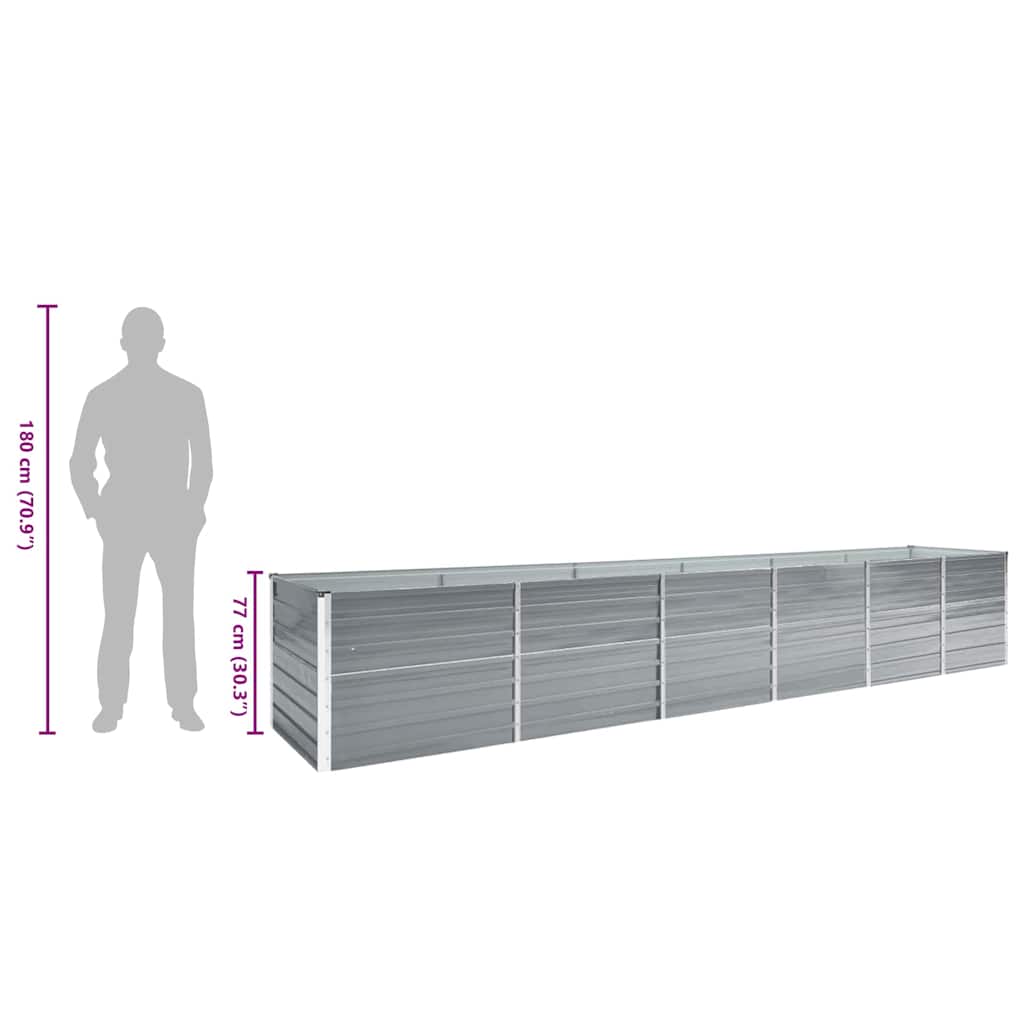 vidaXL Ζαρντινιέρα Υπερυψωμένη Γκρι 480x80x77 εκ. Γαλβαν. Χάλυβας