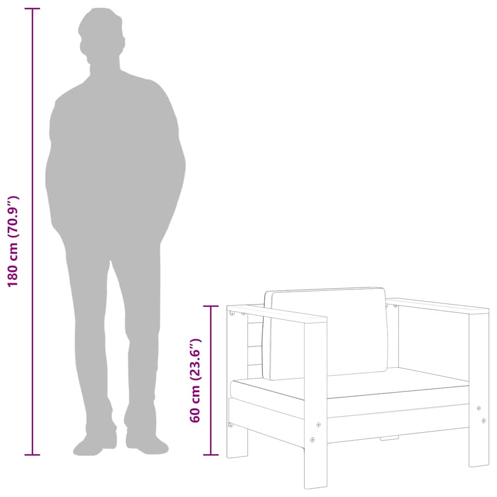 vidaXL Πολυθρόνα Κήπου από Μασίφ Ξύλο Ακακίας με Κρεμ Μαξιλάρι