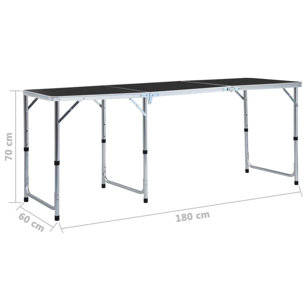 vidaXL Τραπέζι Κάμπινγκ Πτυσσόμενο Γκρι 180 x 60 εκ. Αλουμινίου