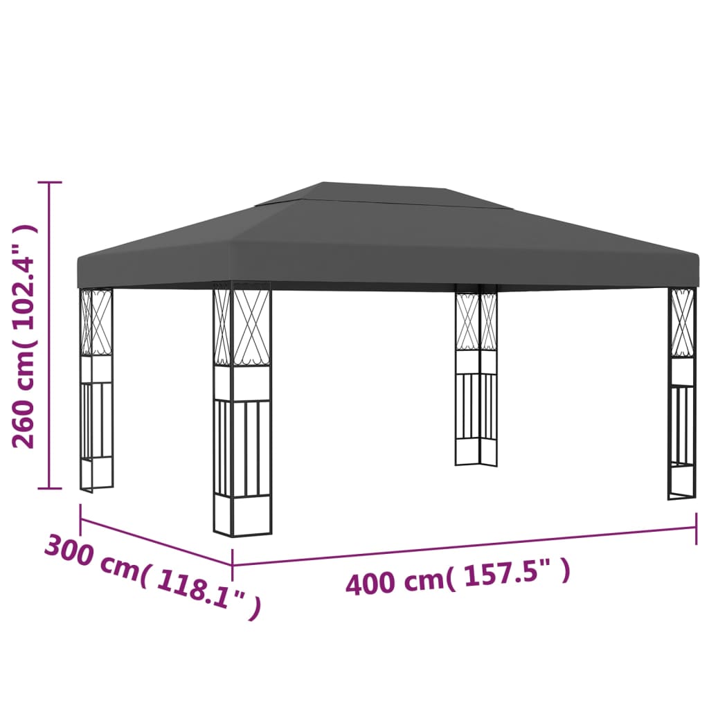vidaXL Κιόσκι Ανθρακί 3 x 4 μ. Υφασμάτινο