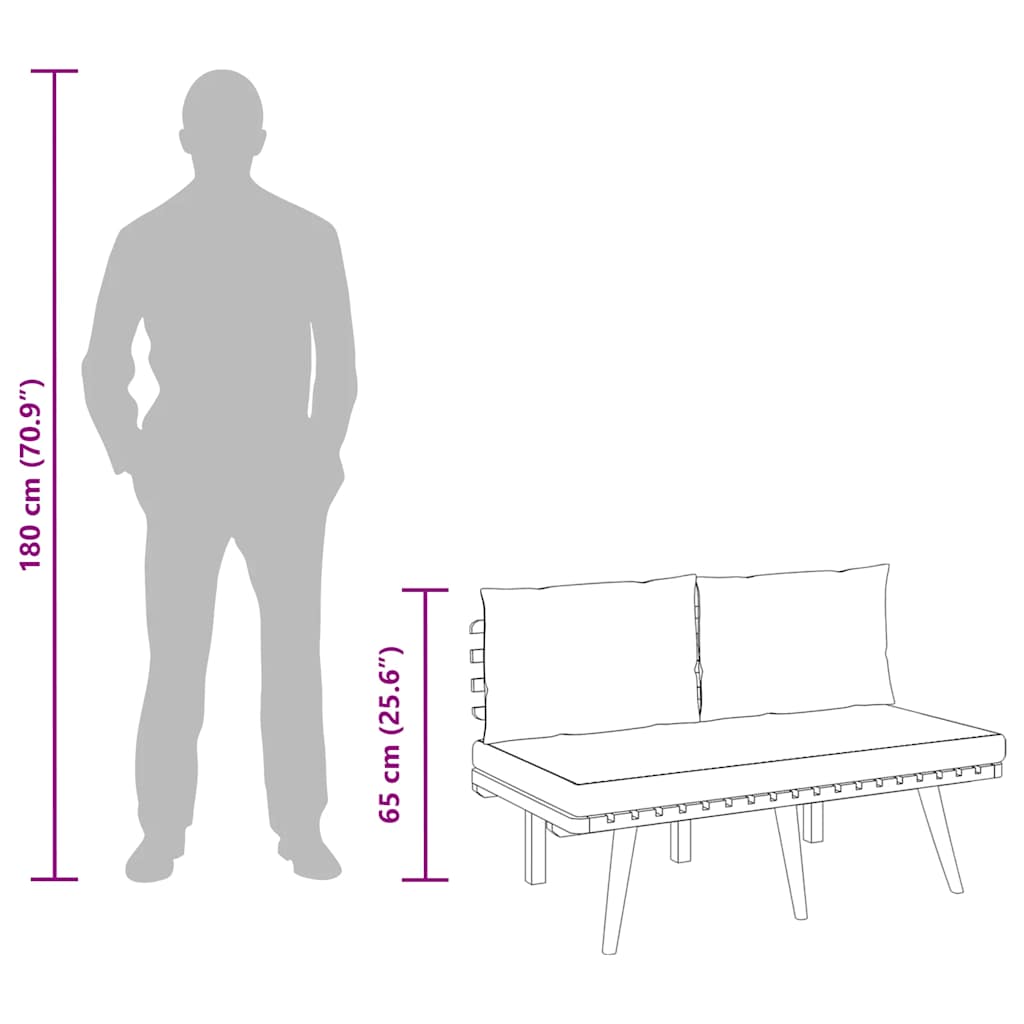 vidaXL Παγκάκι Κήπου 115 εκ. Μασίφ Ξύλο Ακακίας με Μαξιλάρια