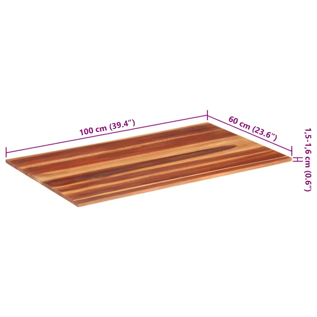 vidaXL Επιφάνεια Τραπεζιού 15-16 χιλ. 60x100 εκ. Ξύλο Ακακίας