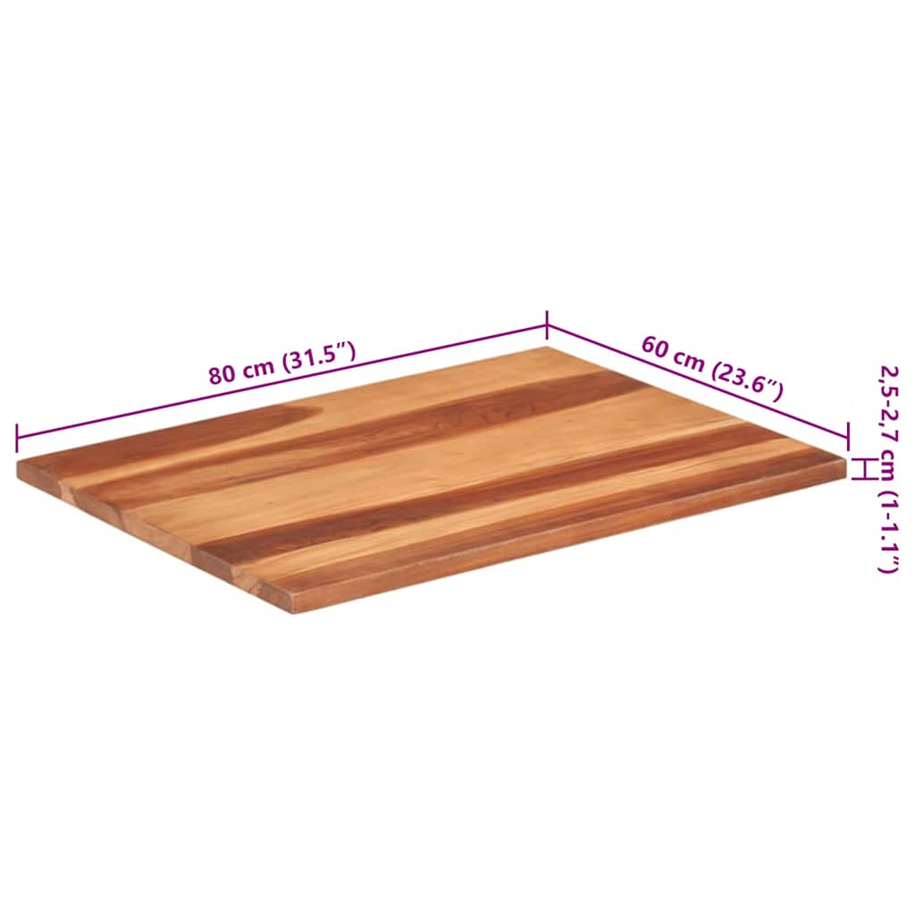 vidaXL Επιφάνεια Τραπεζιού 25-27 χιλ. 60x80 εκ. Ξύλο Ακακίας