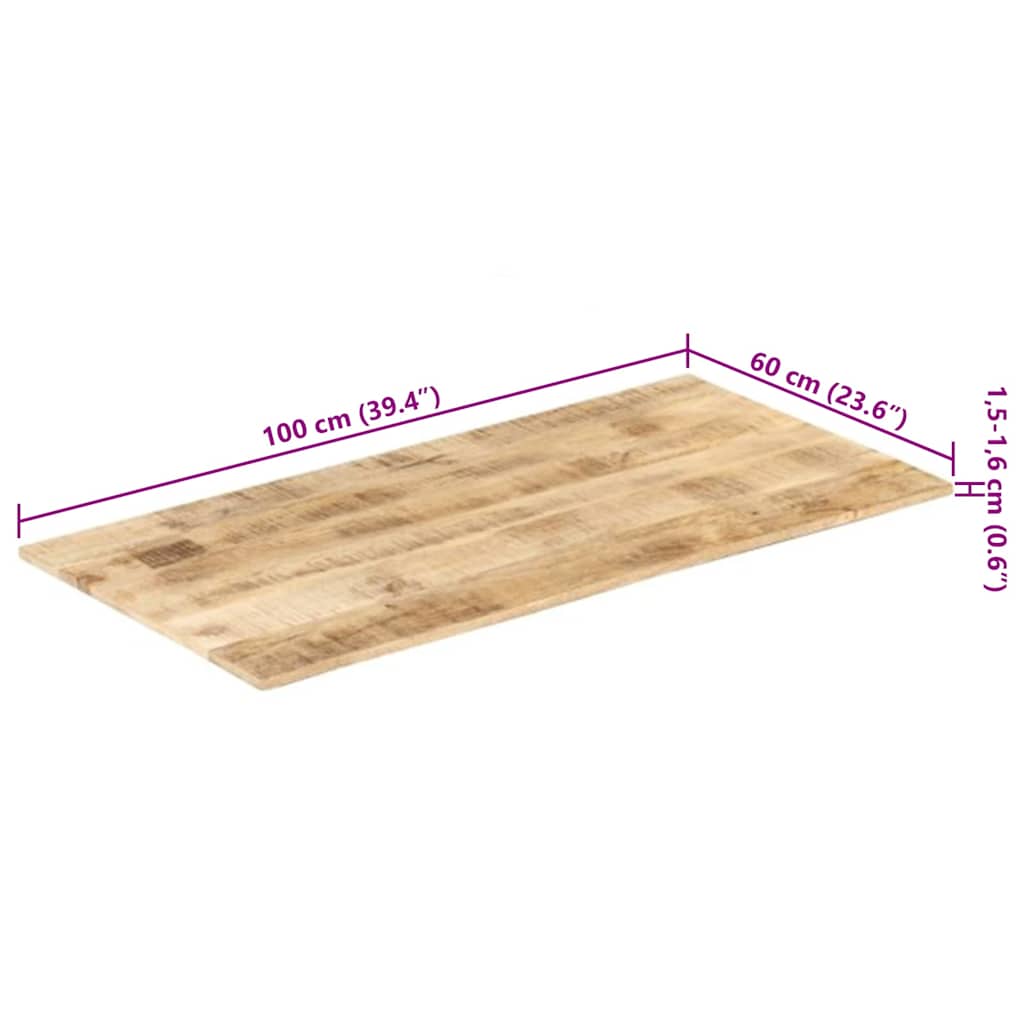 vidaXL Επιφάνεια Τραπεζιού 15-16 χιλ. 100x60 εκ. από Μασίφ Ξύλο Μάνγκο