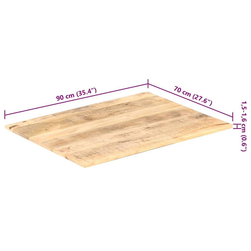 vidaXL Επιφάνεια Τραπεζιού 15-16 χιλ. 90x70 εκ. από Μασίφ Ξύλο Μάνγκο