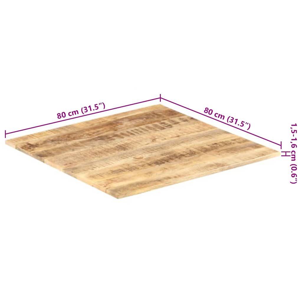 vidaXL Επιφάνεια Τραπεζιού 15-16 χιλ. 80x80 εκ. από Μασίφ Ξύλο Μάνγκο