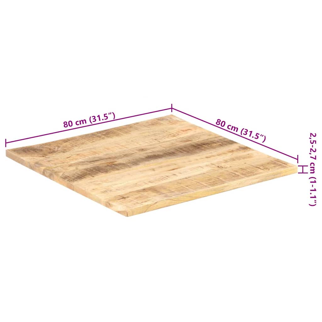vidaXL Επιφάνεια Τραπεζιού 25-27 χιλ. 80x80 εκ. από Μασίφ Ξύλο Μάνγκο