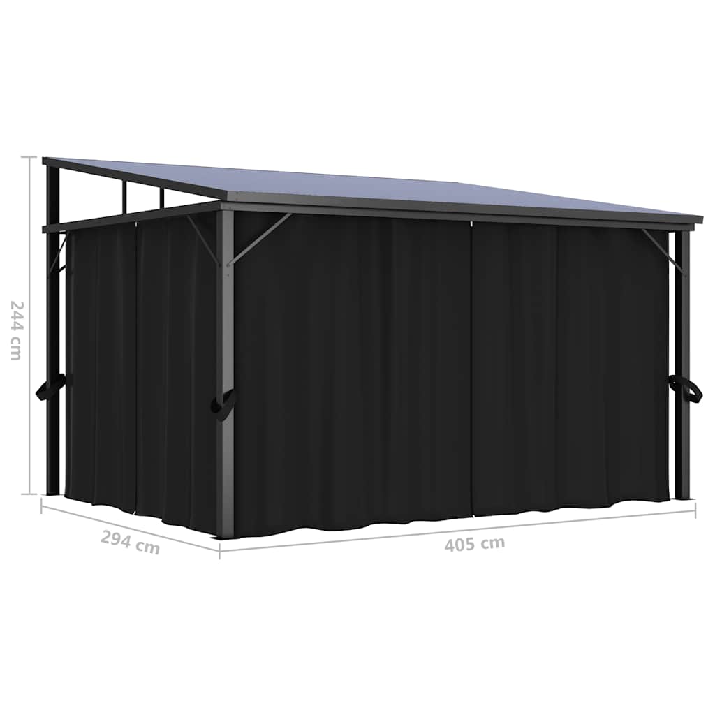 vidaXL Κιόσκι με Κουρτίνα Ανθρακί 405 x 294 x 244 εκ.