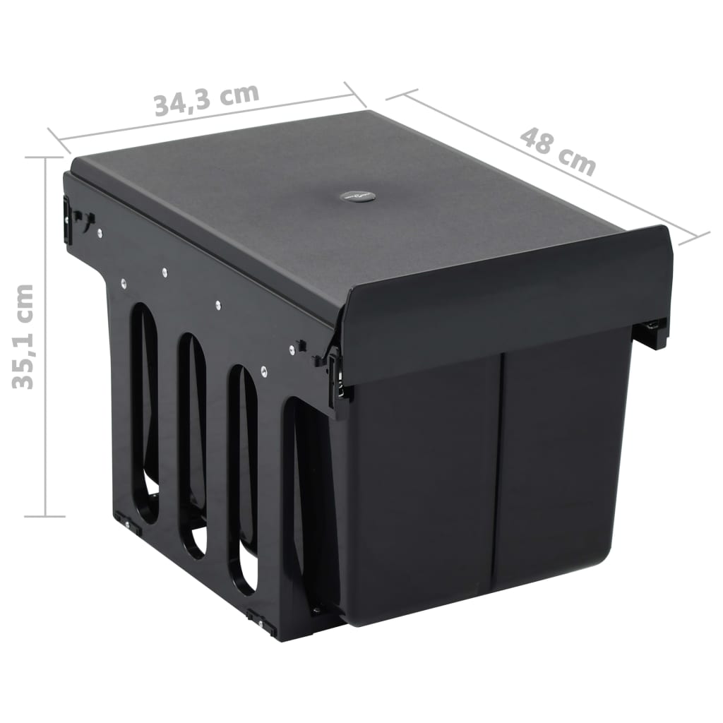 vidaXL Κάδος για Ντουλάπι Κουζίνας Συρόμενος 36 Λίτρων με Soft-Close