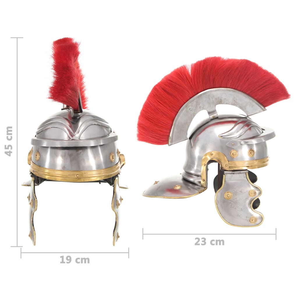 vidaXL Κράνος Ρωμαίου Στρατιώτη Ρέπλικα Αντικέ για LARP Ασημί Ατσάλινο