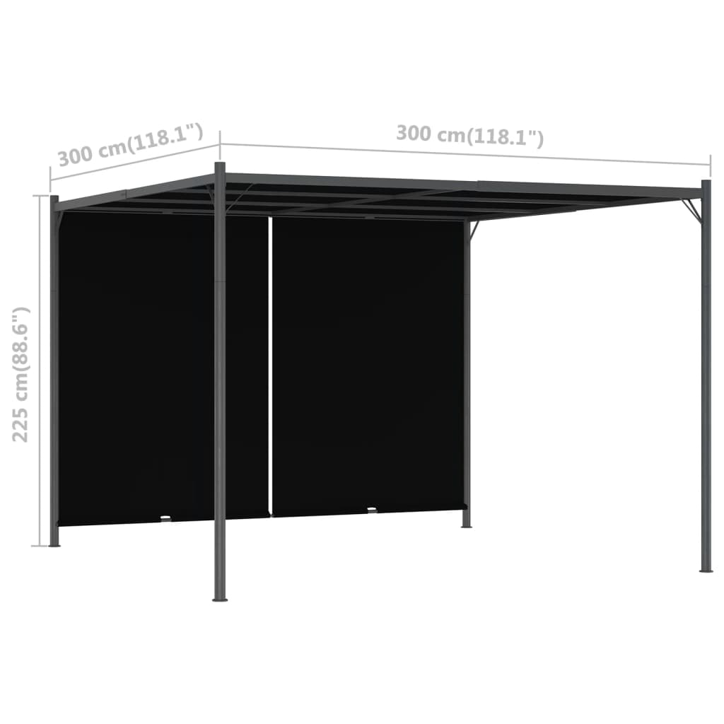 vidaXL Πέργκολα Κήπου Ανθρακί 3 x 3 μ. με Πτυσσόμενη Οροφή