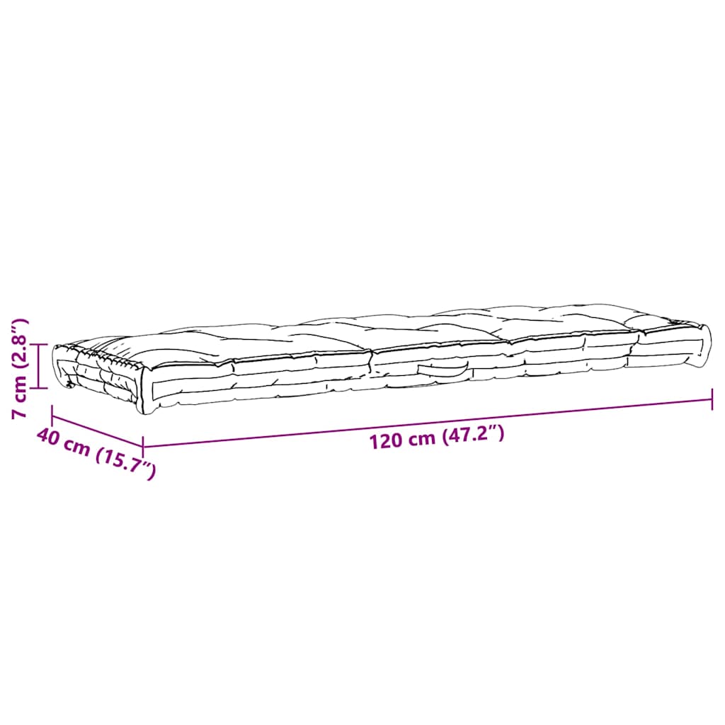 vidaXL Μαξιλάρα Δαπέδου / Παλέτας Taupe 120 x 40 x 7 εκ. Βαμβακερή
