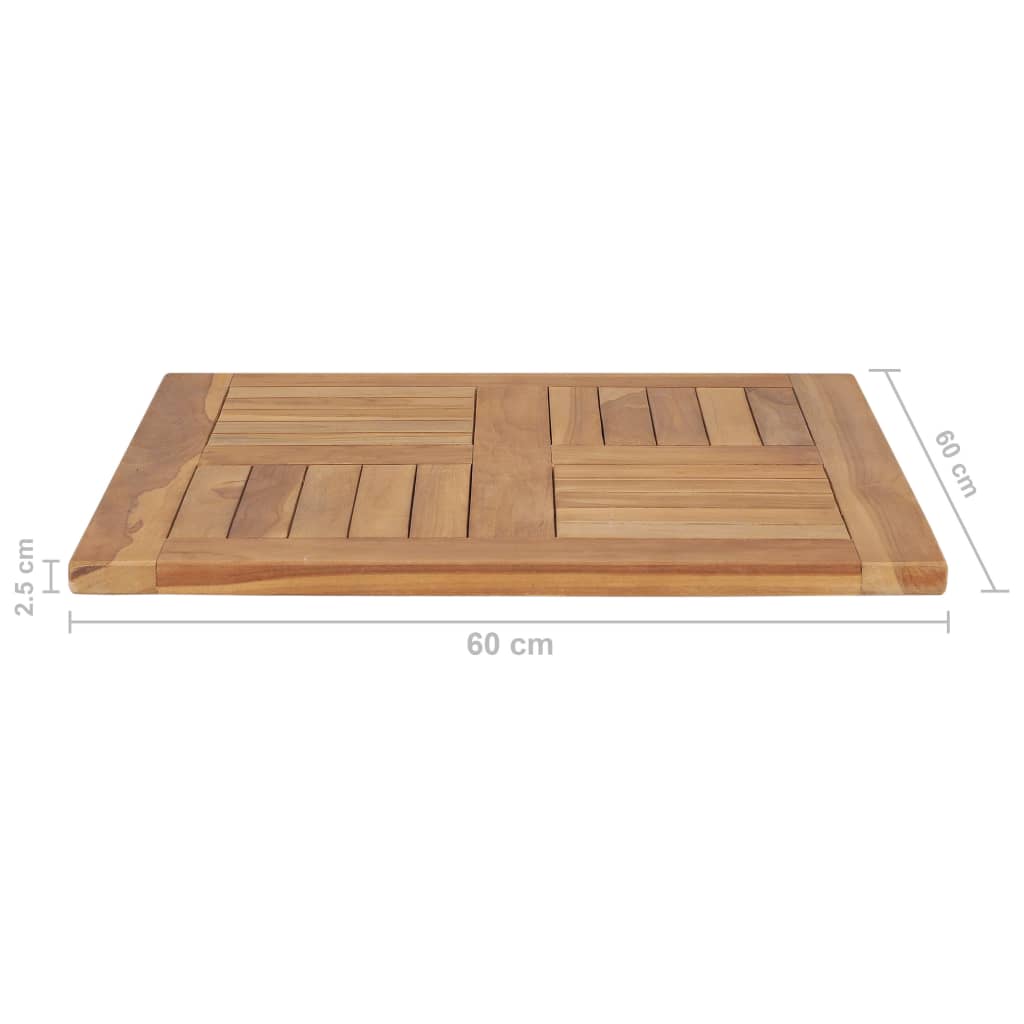 vidaXL Επιφάνεια Τραπεζιού 60 x 60 x 2,5 εκ. Μασίφ Ξύλο Teak