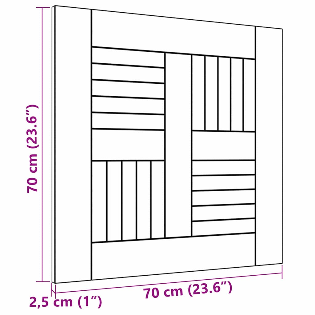 vidaXL Επιφάνεια Τραπεζιού 70 x 70 x 2,5 εκ. από Μασίφ Ξύλο Teak