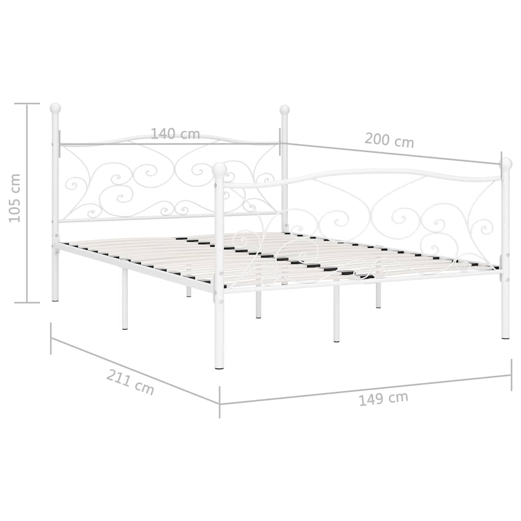vidaXL Πλαίσιο Κρεβατιού με Τελάρο Λευκό 140 x 200 εκ. Μεταλλικό