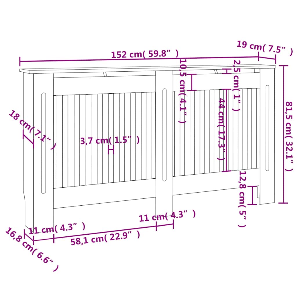 vidaXL Κάλυμμα Καλοριφέρ Ανθρακί 152 x 19 x 81,5 εκ. από MDF